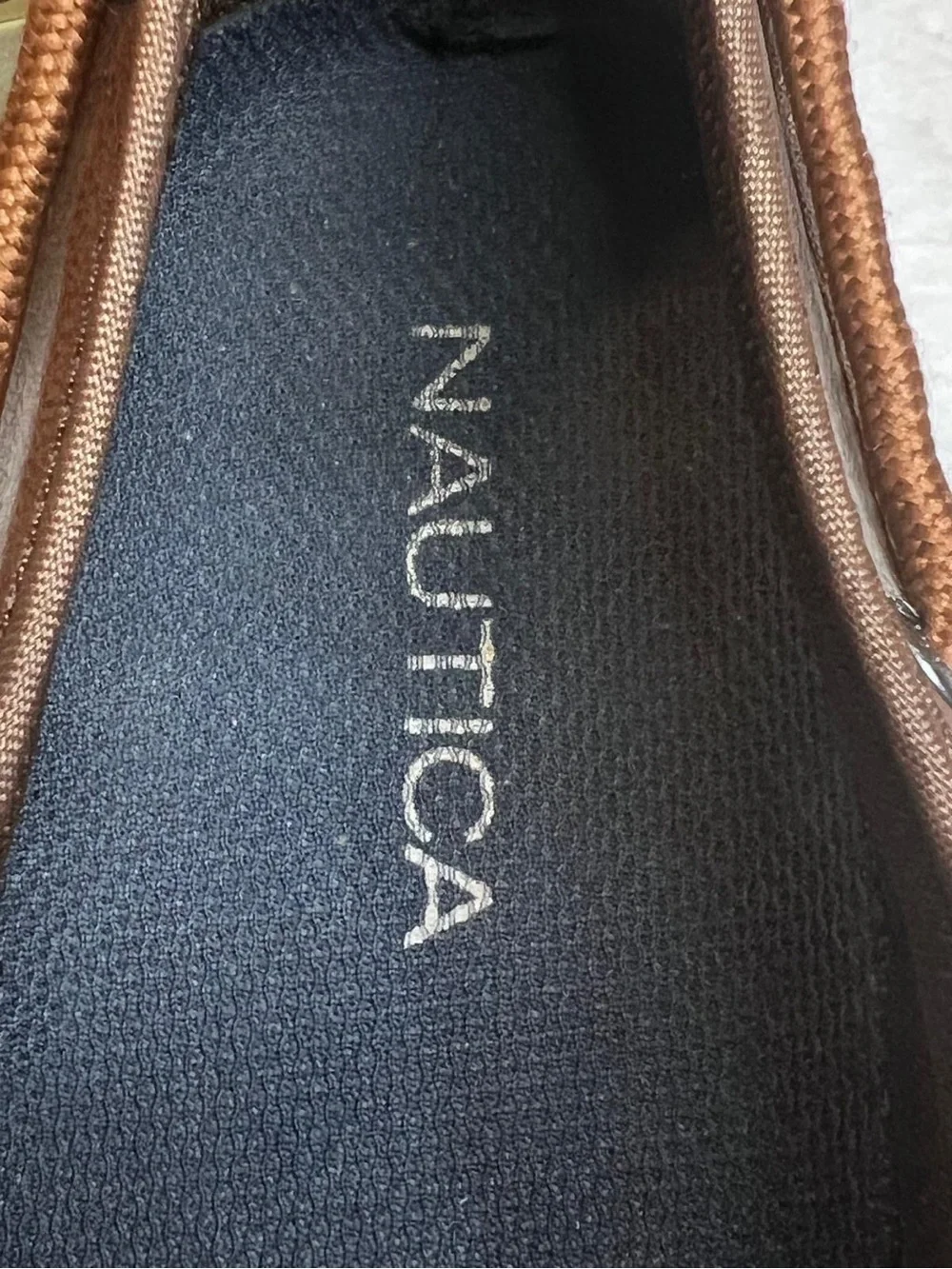 Nautica Men’s Brown Leather Lace-Up Boat Shoes with Cream Sole
